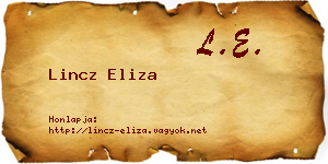 Lincz Eliza névjegykártya